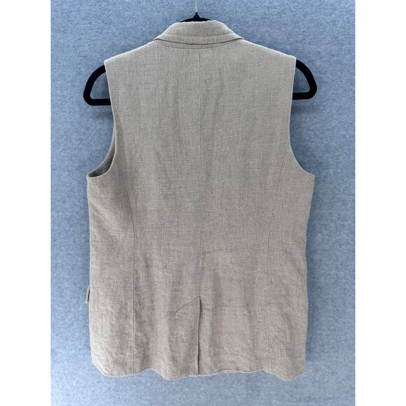 Michael Kors Woman's sz S Oversized Tan Sleeveless Linen Vest Office Workwear - Picture 2 of 10